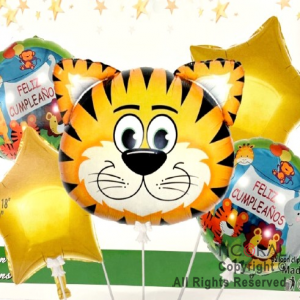 SET DE GLOBOS METALIZADO TIGRE 5 UNIDADES 